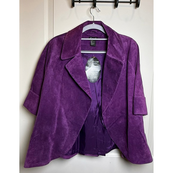 Cami Purple Suede Leather Jacket NWT Size 16 – Bold 100% Genuine Leather Coat - Picture 1 of 5